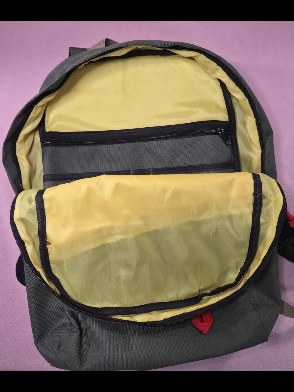 Men's Gray Backpack with Red Accents